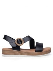 Lasocki Sandały WFA2719-3Z Czarny. Czarne sandały damskie Lasocki, bez wzorów, ze skóry, bez obcasa, na płaskiej podeszwie. Za 59.99 zł.
