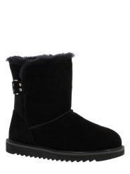 NICEBAY Skórzane botki zimowe "Blackbird" w kolorze czarnym rozmiar: 40. Czarne botki damskie Nicebay, na zimę, z materiału, bez obcasa, bez zapięcia. Za 217.99 zł.