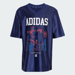 KOSZULKA ADIDAS MARVEL SPIDER-MAN. Białe bluzki sportowe damskie Adidas, l, z dzianiny, bez kołnierzyka, bez ramiączek. Za 129.00 zł.