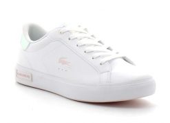Buty Sportowe Damskie Lacoste Powercourt 124 2 Suj. Białe buty sportowe na co dzień damskie Lacoste, bez wzorów, z materiału, trekkingowe. Za 308.00 zł.