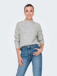ONLY Sweter w kolorze szarym rozmiar: L. Szare swetry klasyczne damskie Only, l, z wełny, bez kołnierzyka. Za 92.21 zł.