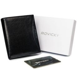 Portfel męski czarny Rovicky 1552-03-BOR-1355 BLA. Czarne portfele męskie ROVICKY, bez wzorów, ze skóry. Za 74.00 zł.