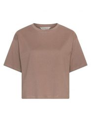 MOSS COPENHAGEN Koszulka "Leana" w kolorze szarobrązowym rozmiar: XS/S. Brązowe bluzki damskie MOSS COPENHAGEN, s, bez wzorów, bez kołnierzyka. Za 105.63 zł.