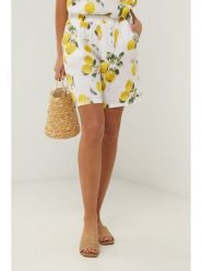 Le Monde du Lin Lniane szorty w kolorze biało-żółtym rozmiar: 34/36. Białe szorty damskie Le Monde du Lin, bez wzorów, ze lnu, klasyczne, z standardowym stanem. Za 100.99 zł.