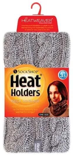 Damski zimowy komin na szyję jasnoszary - Heatweaver, One Size. Szare szaliki i kominy damskie HEAT HOLDERS, na zimę, bez wzorów, z dzianiny. Za 175.99 zł.