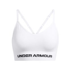 Biustonosz treningowy Under Armour Vanish Seamless Low white/black. Białe biustonosze sportowe damskie Under Armour, bez wzorów, z elastanu. Za 194.05 zł.