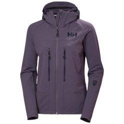 Damska kurtka narciarska Helly Hansen Odin Pro Shield. Fioletowe kurtki damskie Helly Hansen, na zimę, bez wzorów, bez kaptura. Za 929.00 zł.