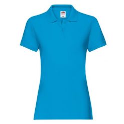 Damska Koszulka Polo Premium Plain. Niebieskie bluzki sportowe damskie Fruit of the Loom, xl, bez kołnierzyka, bez ramiączek. Za 55.99 zł.