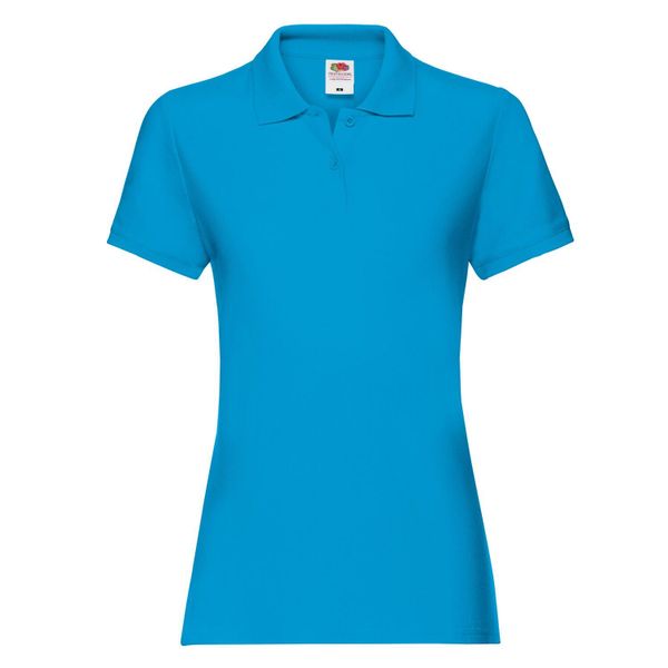 Damska Koszulka Polo Premium Plain. Niebieskie bluzki sportowe damskie Fruit of the Loom, xl, bez wzorów, bez ramiączek. Za 58.99 zł.