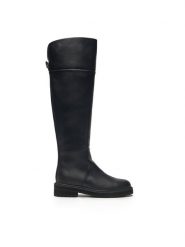 TWINSET Kozaki 242TGT174 Czarny. Czarne kozaki damskie Twinset, ze skóry, bez obcasa, na płaskiej podeszwie. Za 659.99 zł.