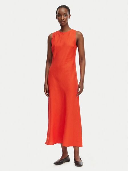 Gant Sukienka letnia 4503525 Czerwony Relaxed Fit. Czerwone sukienki damskie Gant, na lato, bez wzorów, ze lnu, bez kołnierzyka, bez ramiączek, midi. Za 841.99 zł.