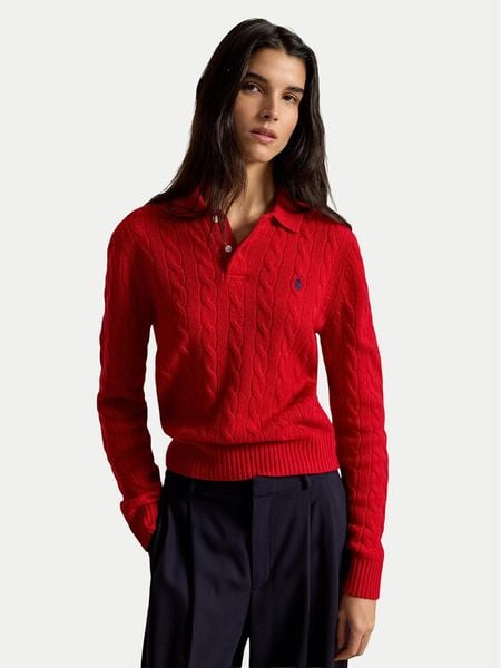 Polo Ralph Lauren Sweter 211972132501 Czerwony Regular Fit. Czerwone swetry klasyczne damskie Polo Ralph Lauren, m, z wełny, bez kołnierzyka. Za 1,199.00 zł.