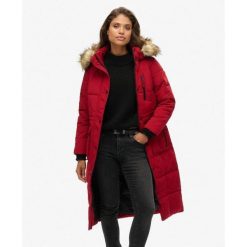 Długi płaszcz z futerka sztucznego Everest od SUPERDRY. Czerwone płaszcze damskie Superdry., bez wzorów, eleganckie. W wyprzedaży za 681.35 zł.