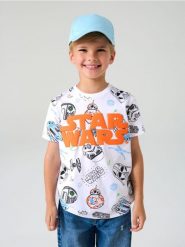 Koszulka z nadrukiem Star Wars - biały. Białe koszulki dziewczęce Sinsay, l, bez wzorów, bez ramiączek. Za 12.99 zł.