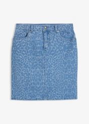 Spódnica jeansowa. Niebieskie spódniczki damskie bonprix, bez wzorów, z jeansu. Za 132.99 zł.