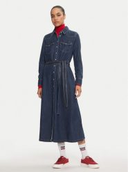 Levi's® Sukienka jeansowa Quinney A8658-0000 Granatowy Regular Fit. Niebieskie sukienki damskie s, bez wzorów, z bawełny, bez kołnierzyka, bez ramiączek. Za 379.99 zł.