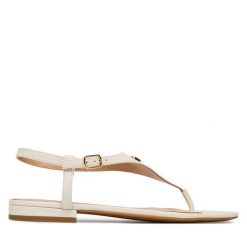 Sandały LAUREN RALPH LAUREN. Białe sandały damskie Lauren Ralph Lauren, bez wzorów, bez obcasa, na płaskiej podeszwie. Za 629.99 zł.