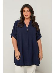 Curvy Lady Tunika w kolorze granatowym rozmiar: 40/42. Niebieskie tuniki damskie Curvy Lady, bez wzorów, klasyczne, bez kołnierzyka, bez ramiączek. Za 136.95 zł.