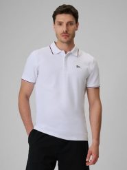 4F Koszulka polo regular męska - biała L. Białe koszulki polo męskie 4f, l, bez wzorów, z bawełny, bez ramiączek. Za 99.99 zł.