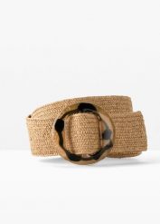 Pasek do noszenia w talii w optyce słomkowego. Brązowe paski damskie bonprix, bez wzorów. Za 74.99 zł.