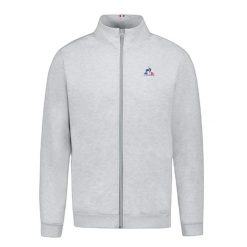 Bluza zapinana na zamek błyskawiczny Le Coq Sportif Essentiel N°2. Szare bluzy sportowe męskie Le Coq Sportif, bez wzorów, z materiału, eleganckie, bez kołnierzyka, bez ramiączek. Za 389.95 zł.