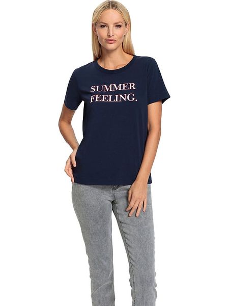 Heine Koszulka w kolorze granatowym rozmiar: 46. Niebieskie bluzki damskie Heine, bez wzorów, bez kołnierzyka, bez ramiączek. Za 52.30 zł.