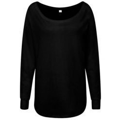 Damska Koszulka Z Długim Rękawem O Luźnym Kroju. Czarne t-shirty damskie MANTIS, bez wzorów, bez kołnierzyka. Za 68.99 zł.