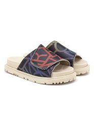 Goby Skórzane klapki w kolorze czarno-beżowym ze wzorem rozmiar: 36. Brązowe klapki damskie Goby, z aplikacjami, bez obcasa. Za 152.99 zł.