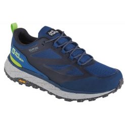 Buty Jack Wolfskin Terraventure Texapore Low M 4051621-1274 niebieskie. Niebieskie buty trekkingowe męskie z gumy, bez zapięcia. Za 768.53 zł.