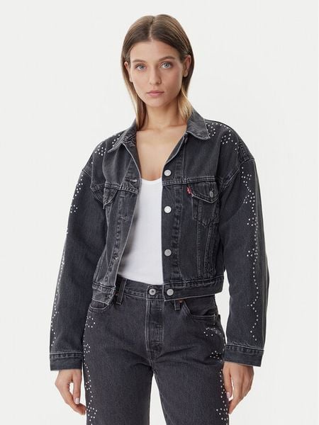 Levi's® Kurtka jeansowa 90s Trucker A9456-0003 Czarny Relaxed Fit. Czarne kurtki damskie s, bez wzorów, z bawełny, bez kaptura. Za 689.99 zł.