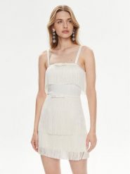 Elisabetta Franchi Sukienka koktajlowa AB-635-42E2 Biały Regular Fit. Białe sukienki damskie Elisabetta Franchi, bez wzorów, z syntetyku, wizytowe, bez kołnierzyka, bez ramiączek. Za 2,079.00 zł.