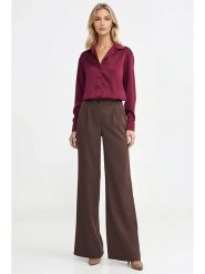 Nife Spodnie w kolorze brązowym rozmiar: 38. Brązowe spodnie materiałowe damskie Nife, bez wzorów, z materiału, z podwyższonym stanem. Za 187.07 zł.