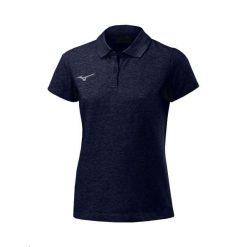 Damska koszulka polo Mizuno Shizuoka. Niebieskie bluzki damskie Mizuno, bez wzorów, sportowe, bez kołnierzyka, bez ramiączek. Za 227.00 zł.