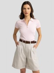 Koszulka damska polo prążkowana różowa Rafaela 600. Czerwone bluzki sportowe damskie Big Star, l, z aplikacjami, z materiału, bez ramiączek. Za 119.99 zł.