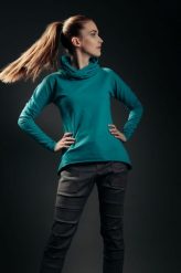 Bluza jaskółkowa turkus. Niebieskie bluzy z kapturem damskie Hultaj Polski, l, z bawełny. Za 249.00 zł.