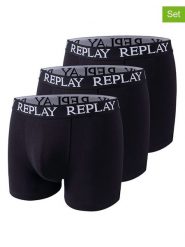 Replay Underwear Bokserki (3 pary) w kolorze czarnym rozmiar: S. Czarne bokserki męskie Replay Underwear, bez wzorów. Za 60.99 zł.