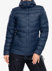 Kurtka puchowa damska Haglofs ROC Flash Down Hood. Niebieskie kurtki damskie Haglöfs, xs, bez wzorów, z materiału, bez kaptura. Za 1,071.35 zł.