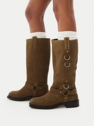 G-Star Raw Kozaki CEO-WI45-CHRISTIAN-02 Khaki. Brązowe kozaki damskie G-Star, z nubiku, bez obcasa, na płaskiej podeszwie. Za 599.99 zł.