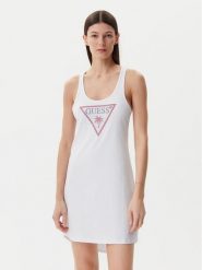 Guess Sukienka letnia E5GP01 I3Z14 Biały Regular Fit. Białe sukienki damskie Guess, na lato, l, z aplikacjami, z bawełny, bez kołnierzyka, bez ramiączek. Za 119.99 zł.