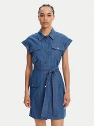 Liu Jo Sukienka jeansowa WA5509 D4695 Niebieski Regular Fit. Niebieskie sukienki damskie Liu Jo, bez wzorów, z bawełny, bez kołnierzyka, bez ramiączek. Za 789.99 zł.