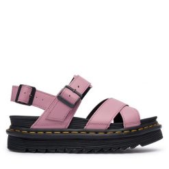 Sandały Dr. Martens. Czerwone sandały damskie Dr. Martens, bez wzorów, bez obcasa, na płaskiej podeszwie. Za 487.99 zł.