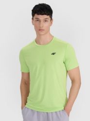 4F Koszulka treningowa szybkoschnąca męska - zielona XL. Zielone t-shirty sportowe męskie 4f, m, z elastanu, bez ramiączek, na fitness i siłownię. Za 79.99 zł.