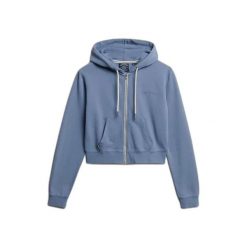 Damska bluza z kapturem zapinana na zamek Superdry Essential. Niebieskie bluzy z kapturem damskie Superdry., xl, prążkowane. Za 307.10 zł.