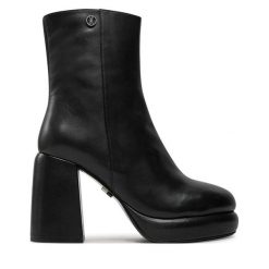 Botki Bronx. Czarne botki damskie Bronx, bez obcasa, na słupku, bez zapięcia. Za 729.99 zł.