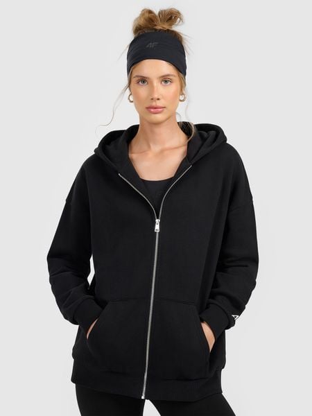 4F Bluza dresowa rozpinana z kapturem damska - czarna L. Czarne bluzy z kapturem damskie 4f, l, bez wzorów, z dresówki. Za 169.99 zł.