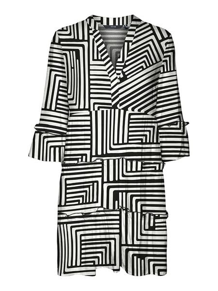 Vero Moda Sukienka w kolorze biało-czarnym rozmiar: L. Białe sukienki damskie Vero Moda, l, bez wzorów, z wiskozy, bez kołnierzyka, bez ramiączek, mini. Za 83.03 zł.