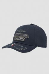 AERONAUTICA MILITARE Granatowa męska czapka z daszkiem. Niebieskie czapki męskie AERONAUTICA MILITARE, bez wzorów, eleganckie. W wyprzedaży za 183.99 zł.