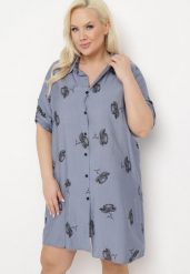 Granatowa Koszulowa Sukienka z Guzikami i Regulowanymi Rękawami Xatella. Niebieskie sukienki damskie Born2be, plus size, bez wzorów, bez kołnierzyka, plus size, bez ramiączek, midi, dopasowane. W wyprzedaży za 71.99 zł.