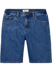 Bermudy dżinsowe z elastycznymi wstawkami w talii po bokach, Classic Fit. Niebieskie szorty męskie bonprix, bez wzorów, z jeansu. Za 59.99 zł.