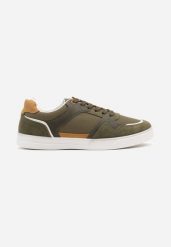 Zielone Buty Sportowe z Przeszyciami Nanivaia. Zielone buty sportowe na co dzień męskie Born2be, bez zapięcia. Za 69.99 zł.